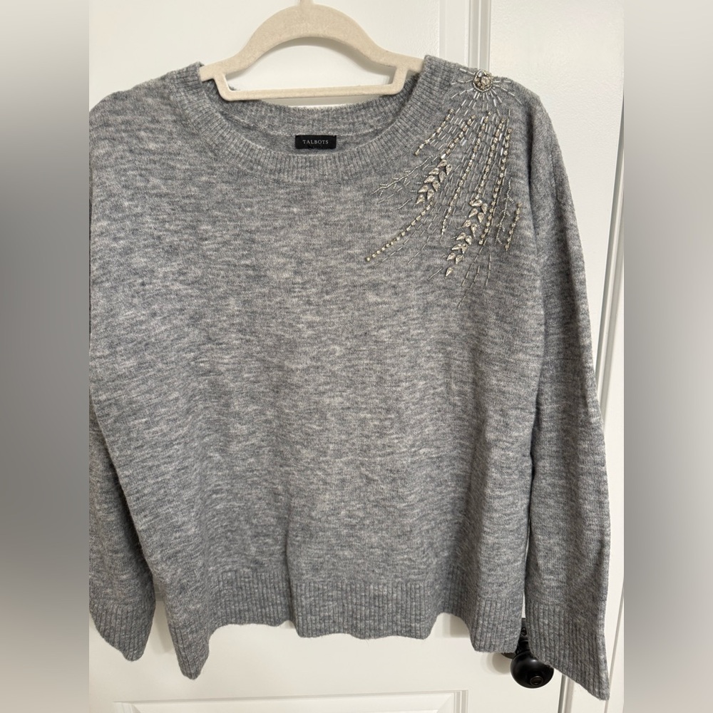 Talbots Gray Sweater with Embellishments